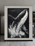 Black and White Whale Textured Wall Art - Hand Painting