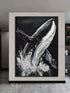 Black and White Whale Textured Wall Art - Hand Painting