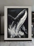 Black and White Whale Textured Wall Art - Hand Painting