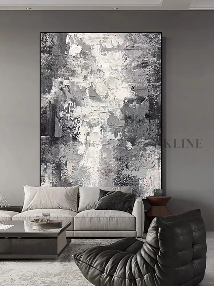 Black and White Wind - Hand Painting لوحات فنية ولوحات جدارية عمودية
