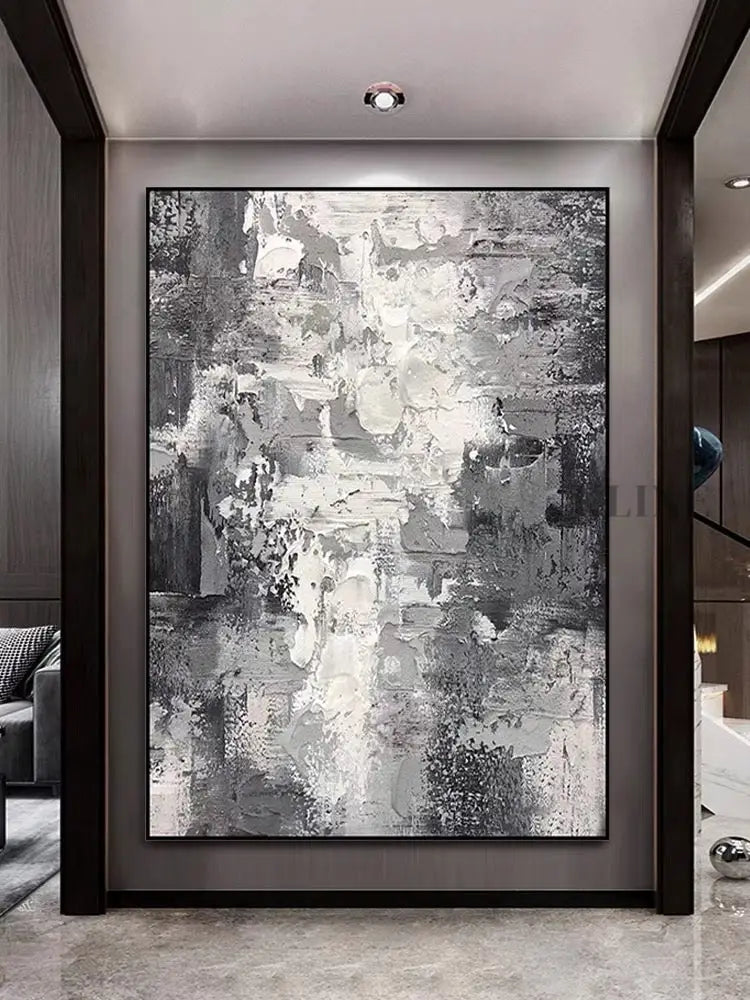 Black and White Wind - Hand Painting لوحات فنية ولوحات جدارية عمودية