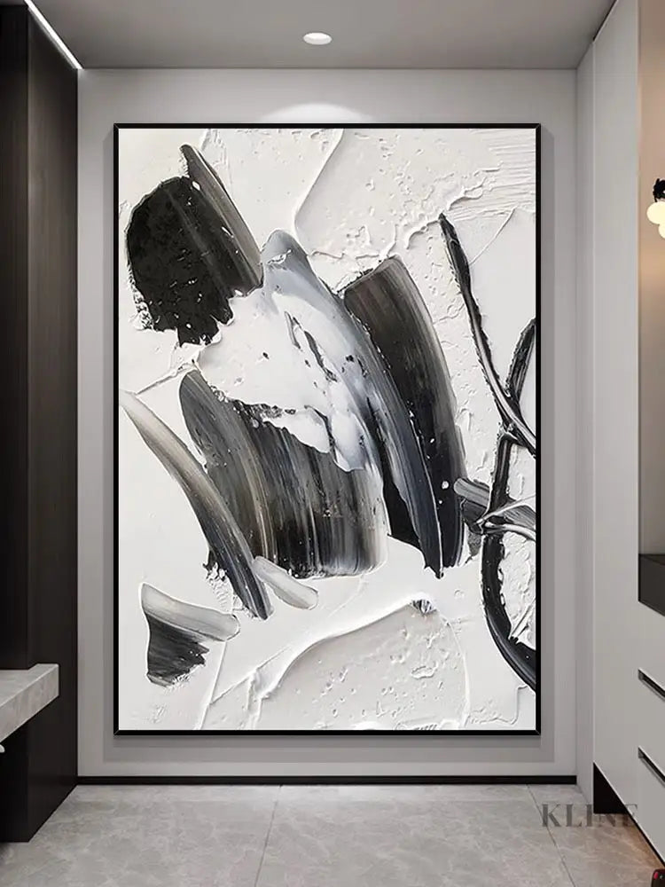 Black and White Woman Silhouette Abstract Painting - Hand Painting