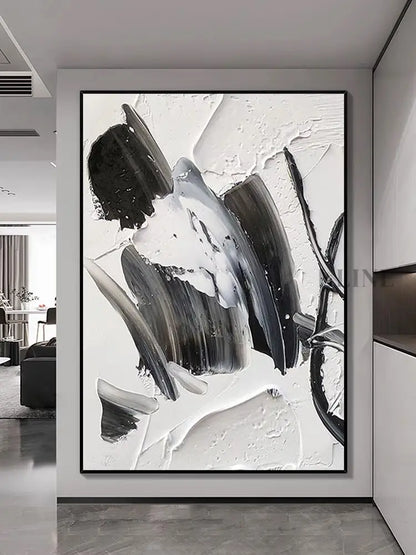 Black and White Woman Silhouette Abstract Painting - Hand Painting