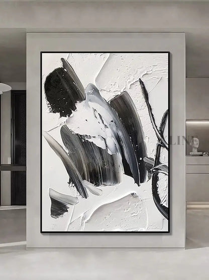Black and White Woman Silhouette Abstract Painting - Hand Painting