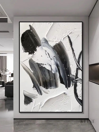 Black and White Woman Silhouette Abstract Painting - Hand Painting
