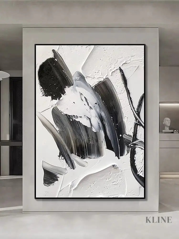 Black and White Woman Silhouette Abstract Painting - Hand Painting