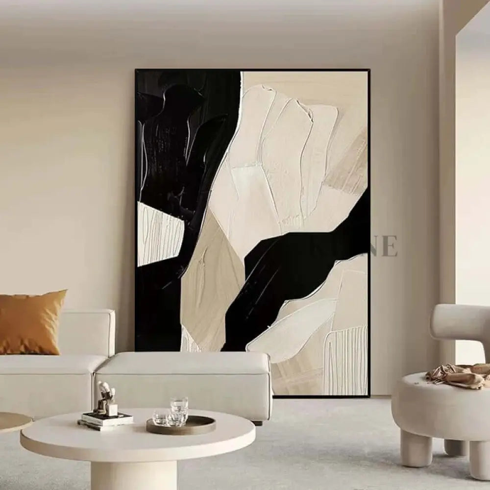 Black Brown Beige and White Geometric Texture - Hand Painting