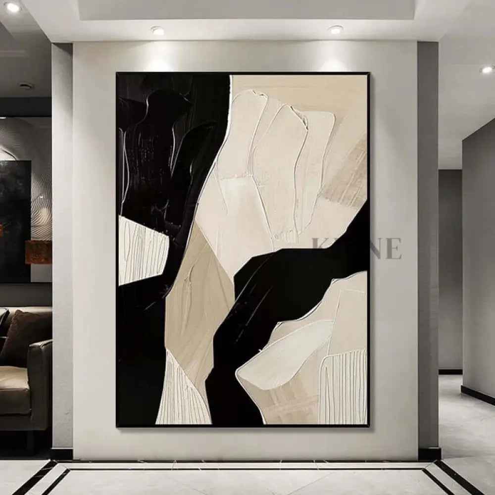 Black Brown Beige and White Geometric Texture - Hand Painting
