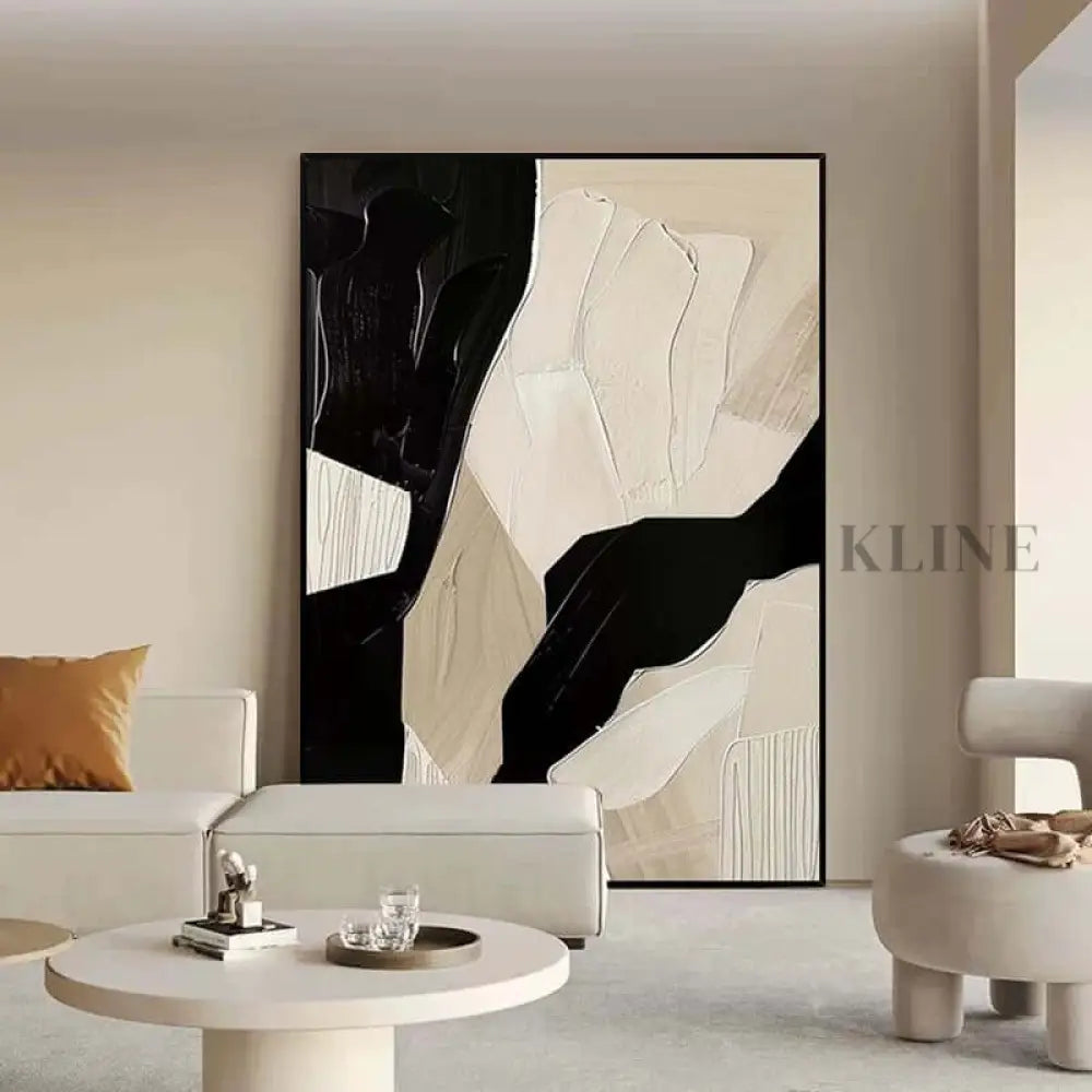 Black Brown Beige and White Geometric Texture - Hand Painting