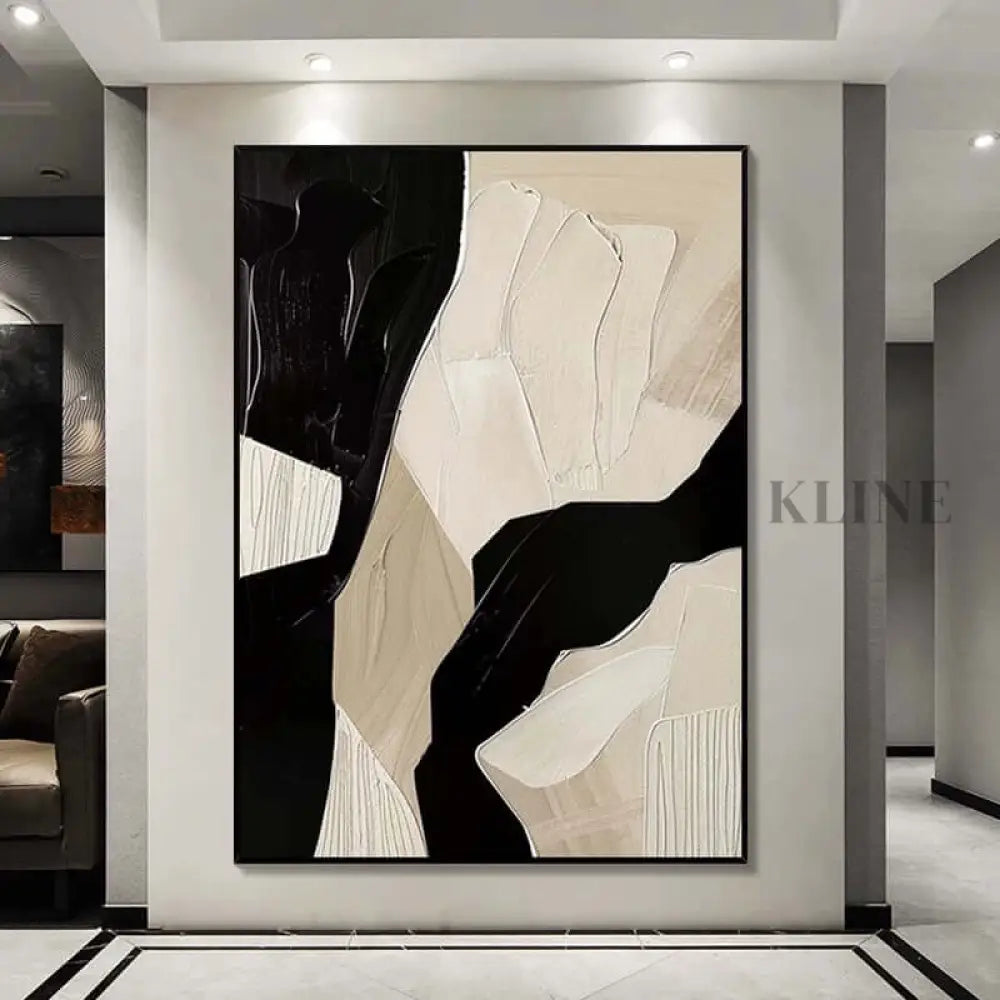 Black Brown Beige and White Geometric Texture - Hand Painting
