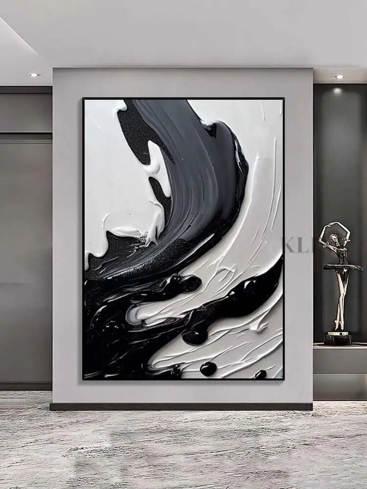 Black Gray and Heavy White Texture - Hand Painting
