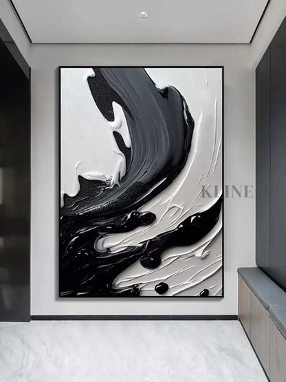 Black Gray and Heavy White Texture - Hand Painting
