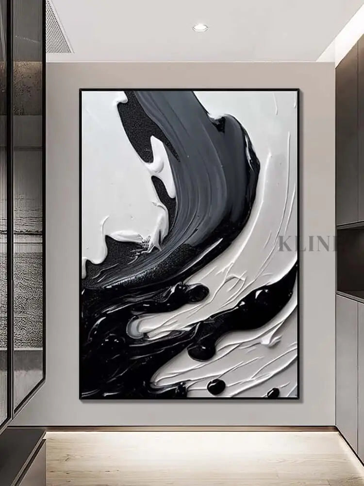 Black Gray and Heavy White Texture - Hand Painting