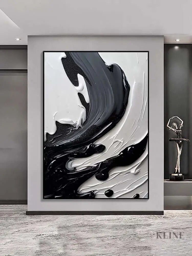 Black Gray and Heavy White Texture - Hand Painting
