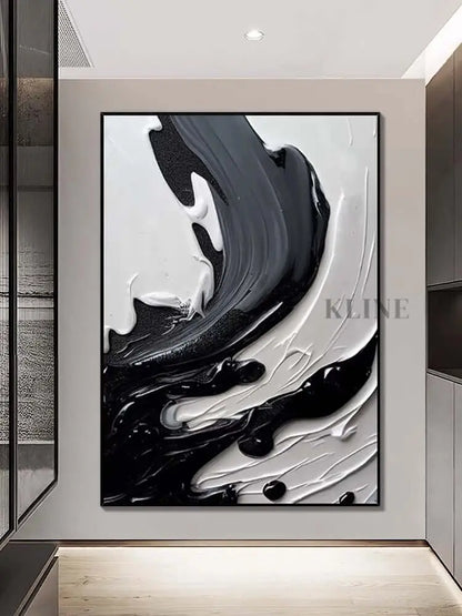 Black Gray and Heavy White Texture - Hand Painting