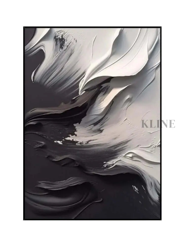 Black Grey Heavy White Textured Wall Art - Hand Painting لوحات بالأبيض والأسود