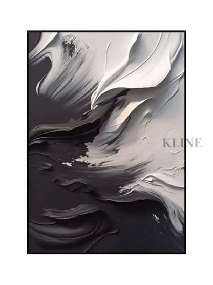 Black Grey Heavy White Textured Wall Art - Hand Painting
