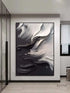 Black Grey Heavy White Textured Wall Art - Hand Painting