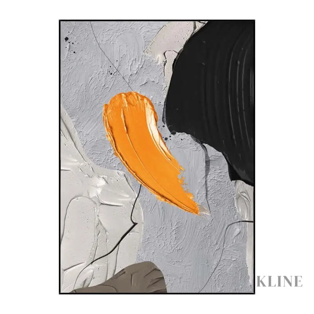 Black Orange Cream Textured Painting - Hand Painting 