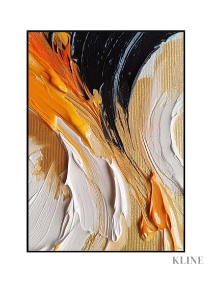 Black Orange White Multicolor Heavy Textured Wall Art - Hand Painting