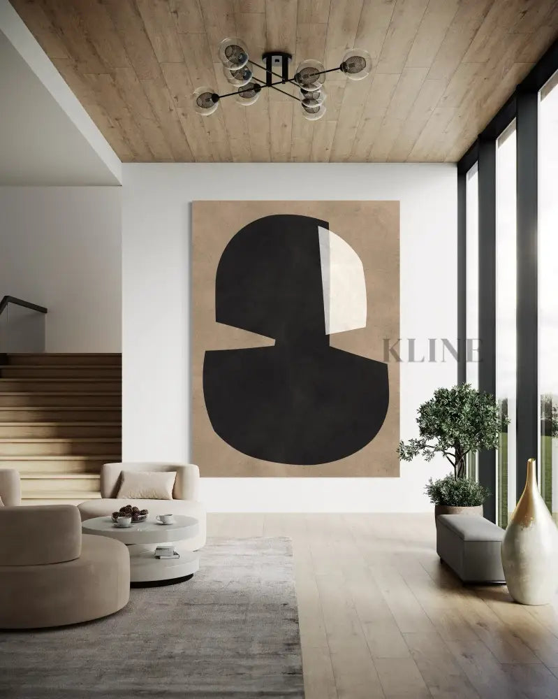 Black Shape - Hand Painting Art mural de salon