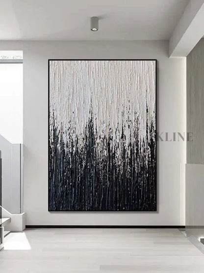 Black Stripes Textured Wall Art - Hand Painting
