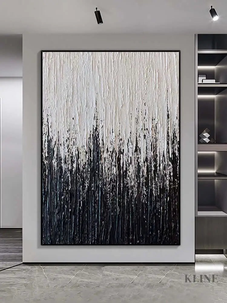 Black Stripes Textured Wall Art - Hand Painting