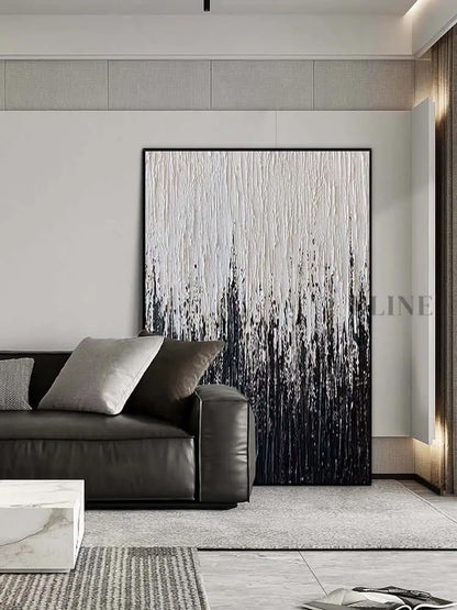 Black Stripes Textured Wall Art - Hand Painting