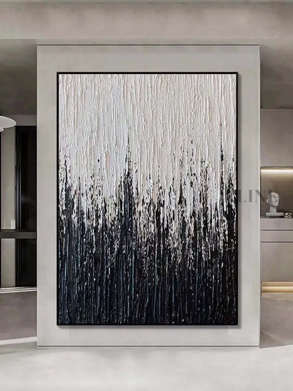 Black Stripes Textured Wall Art - Hand Painting