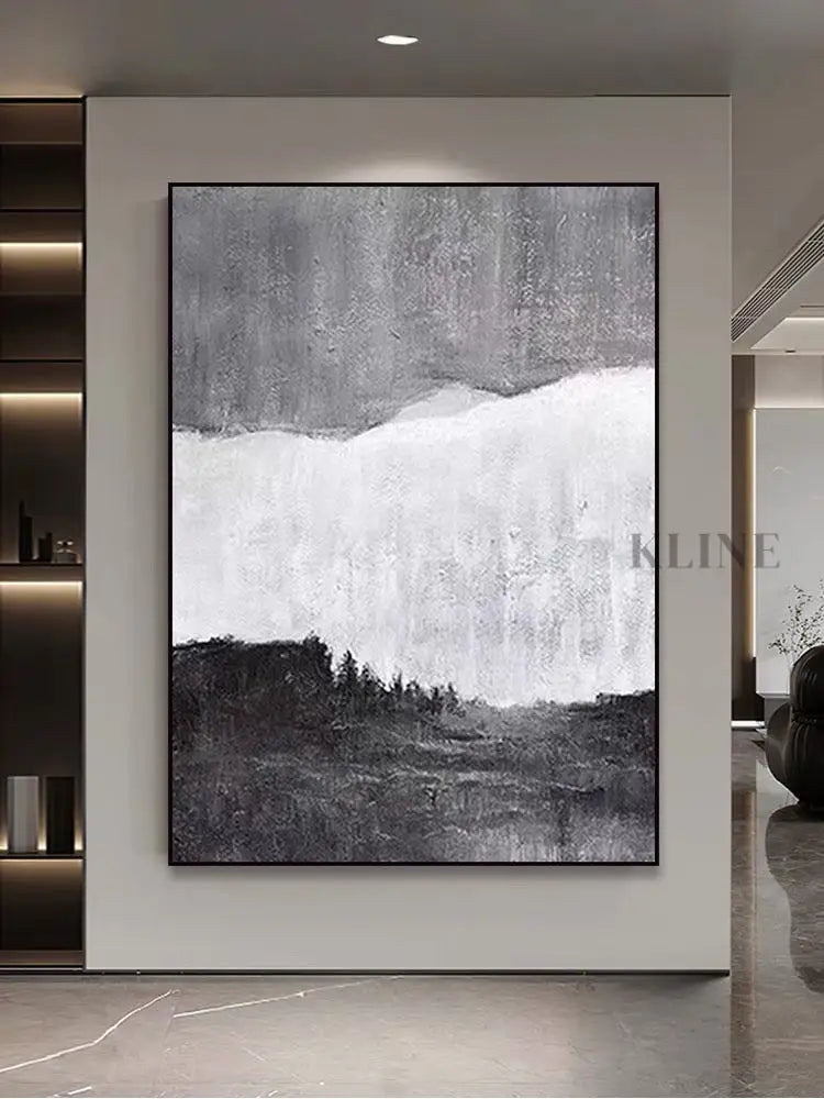 Black White and Gray - Hand Painting لوحات فنية ولوحات جدارية عمودية