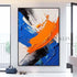 Black White Blue and Orange Textured Wall Art - Hand Painting
