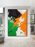 Black White Orange Green Textured Wall Art - Hand Painting