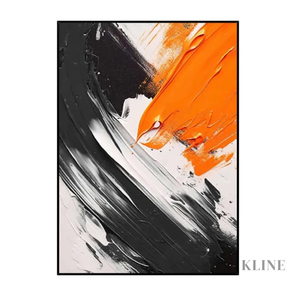 Black White Orange Textured Wall Art - Hand Painting 