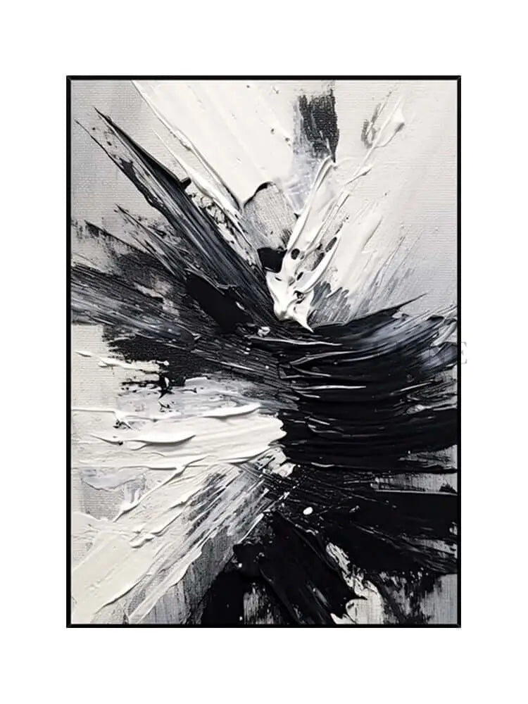 Black White Space Textured Wall Art - Hand Painting Arte della parete su tela