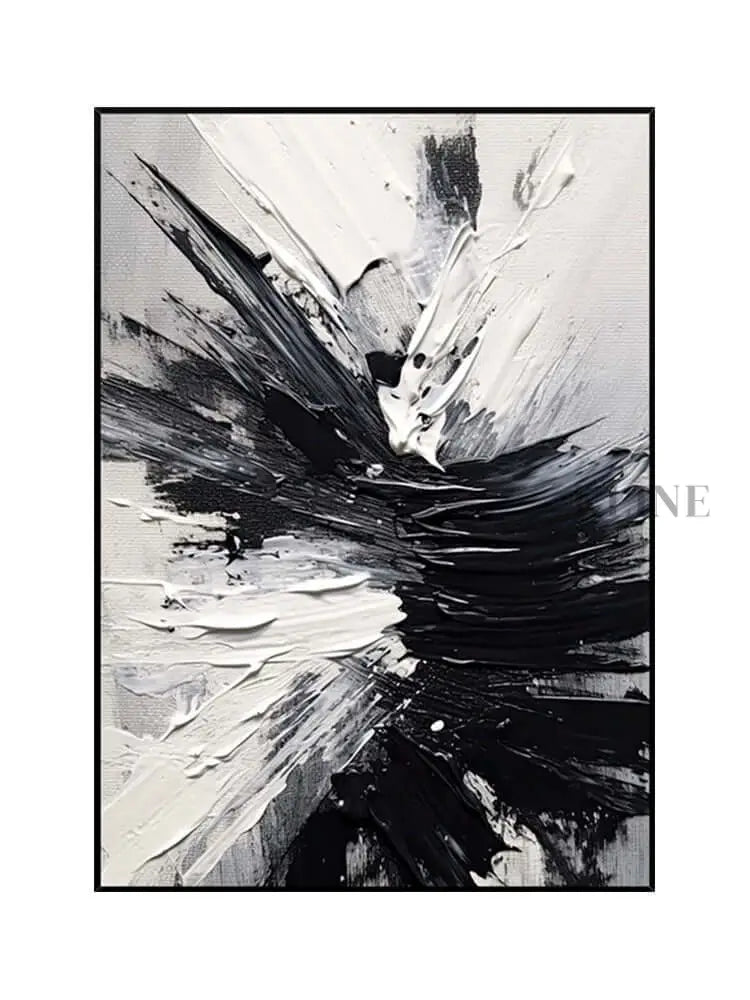 Black White Space Textured Wall Art - Hand Painting 