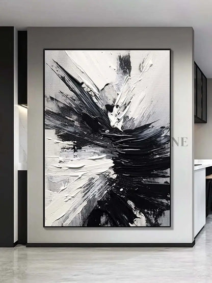 Black White Space Textured Wall Art - Hand Painting