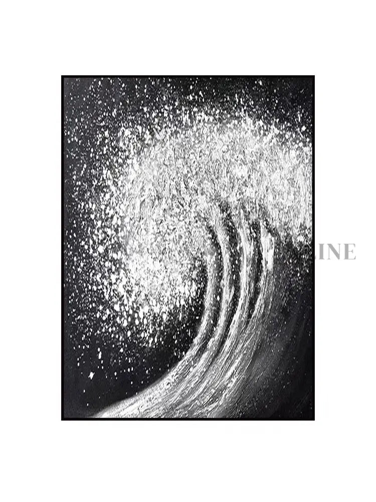 Black White Waves Painting - Hand Painting 