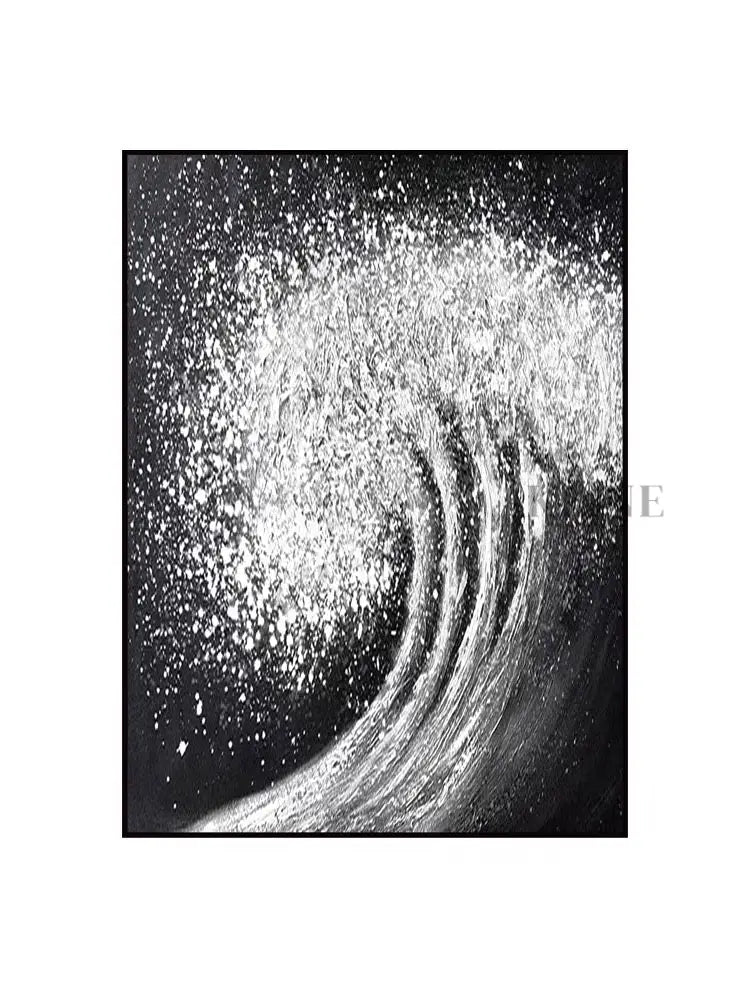 Black White Waves Painting - Hand Painting Lounge Wall Art