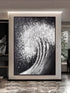 Black White Waves Painting - Hand Painting