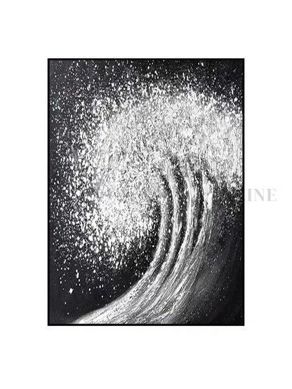 Black White Waves Painting - Hand Painting