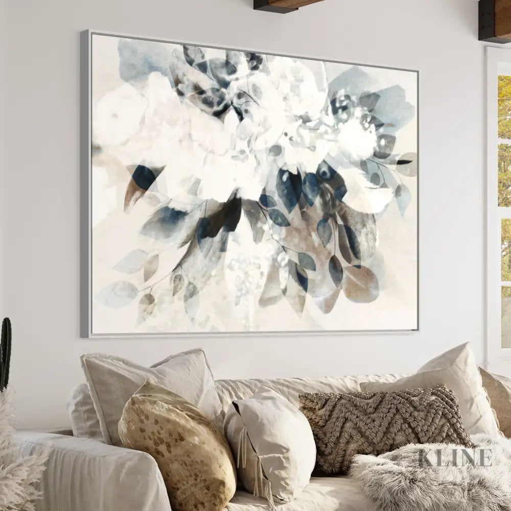 Blue Abstract Bouquet - Hand Painting Blumen-Wand-Kunst