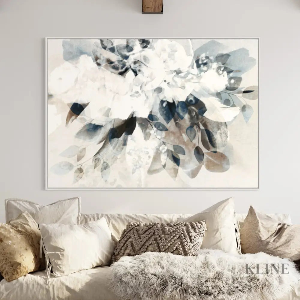 Blue Abstract Bouquet - Hand Painting Blumen-Wand-Kunst