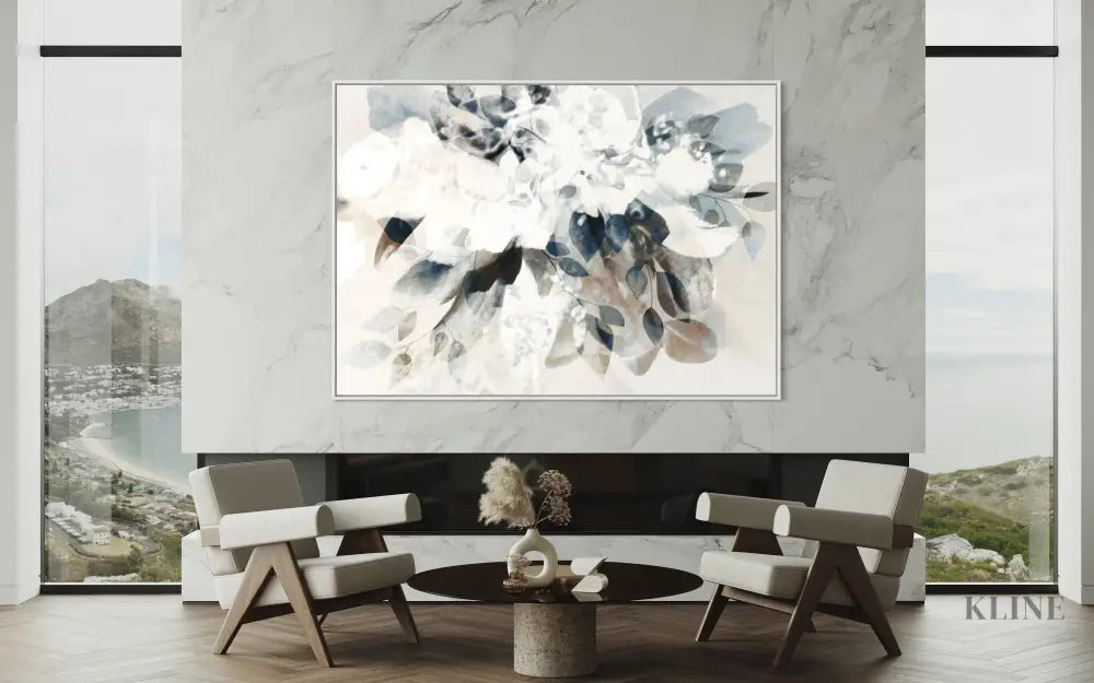 Blue Abstract Bouquet - Hand Painting Blumen-Wand-Kunst