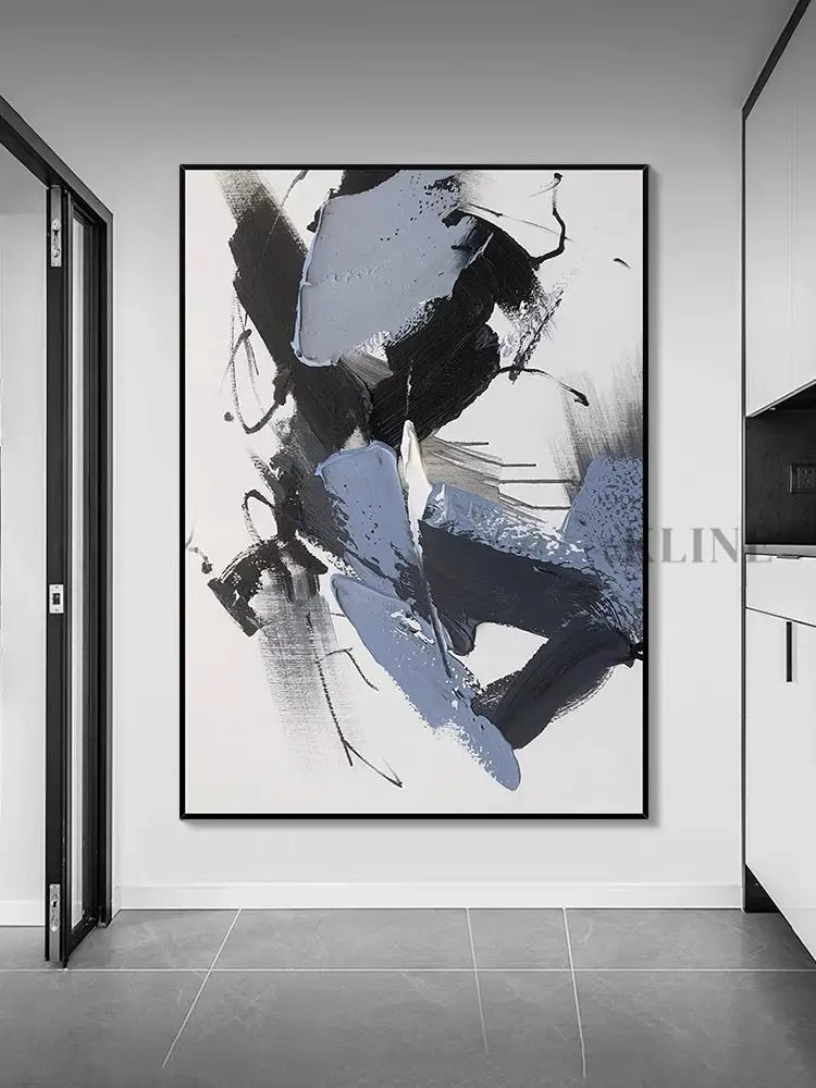 Blue and Black Painting - Hand Painting غرفة المعيشة جدار الفن