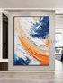 Blue and Orange Textured Wall Art - Hand Painting