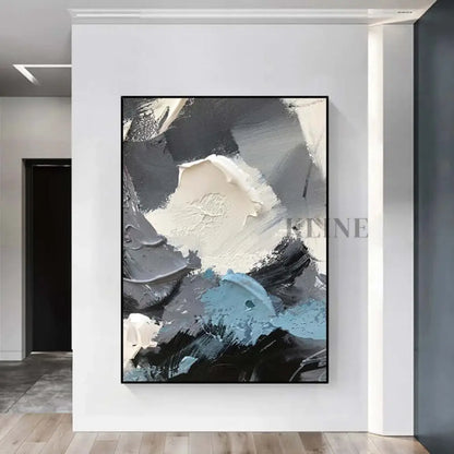 Blue Grey and White Textured Wall Art - Hand Painting