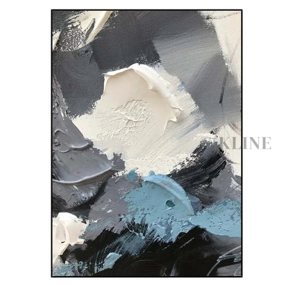 Blue Grey and White Textured Wall Art - Hand Painting