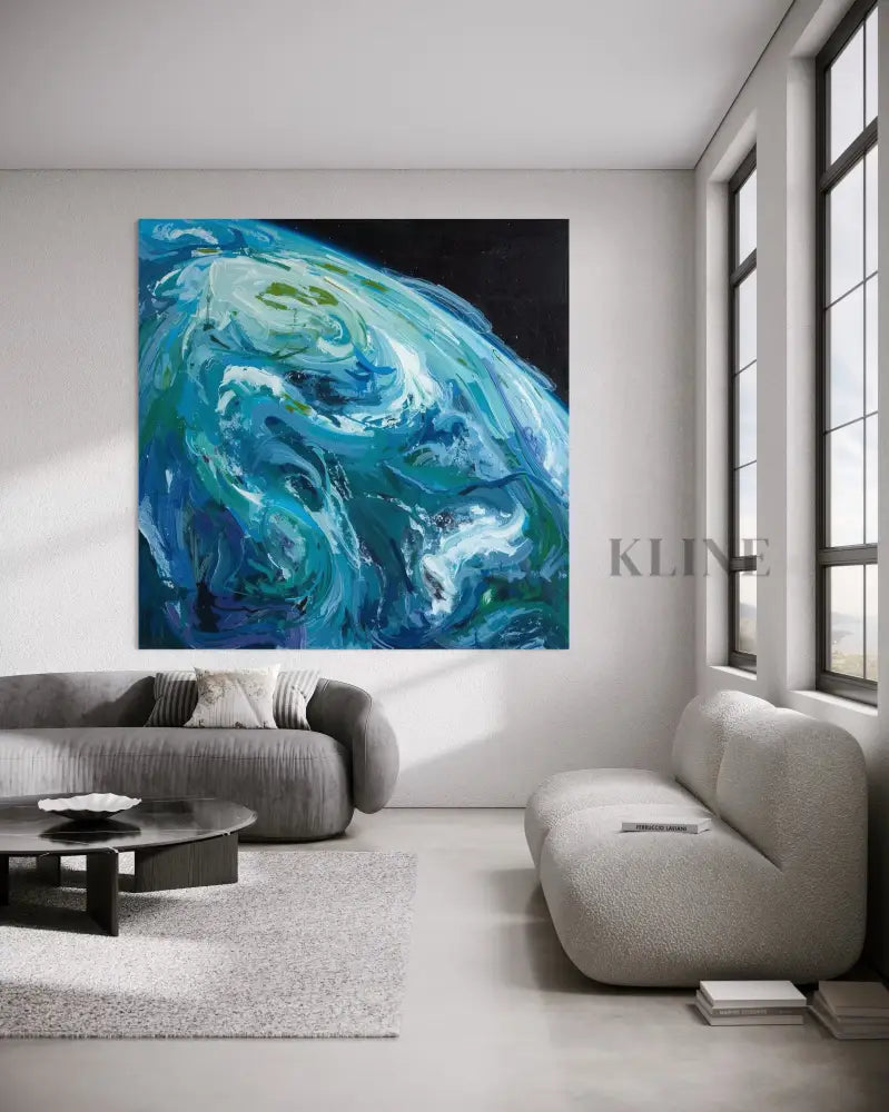 Blue Planet - Hand Painting Arte della parete per salotto