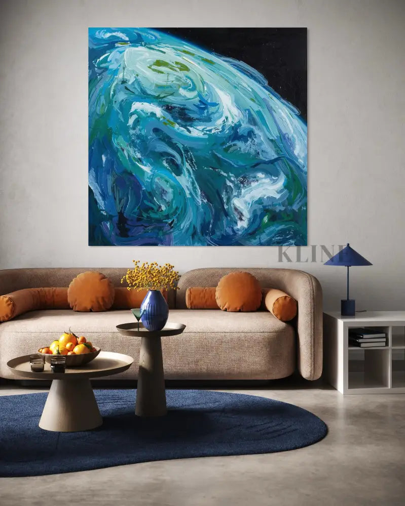 Blue Planet - Hand Painting Arte della parete per salotto