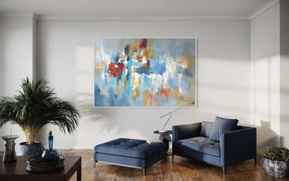 Blue Sky and Rainy City - Hand Painting